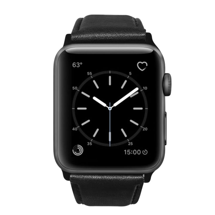 Lisslune | For Apple Watch Series 9&8&7 41mm / SE 3&SE 2&6&SE&5&4 40mm / 3&2&1 38mm Oil Wax Leather Strap Watch Band (Black)
