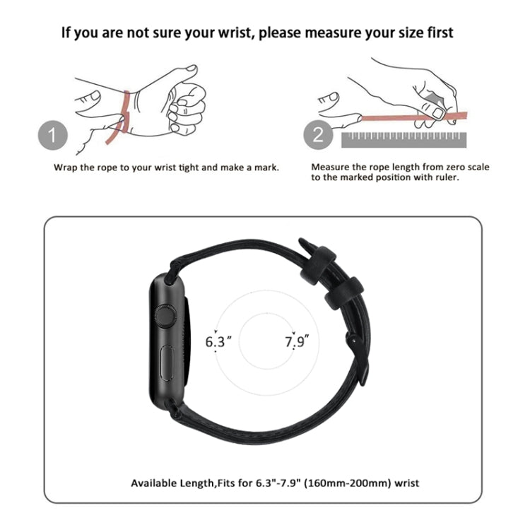 Lisslune | For Apple Watch Series 9&8&7 41mm / SE 3&SE 2&6&SE&5&4 40mm / 3&2&1 38mm Oil Wax Leather Strap Watch Band (Black)