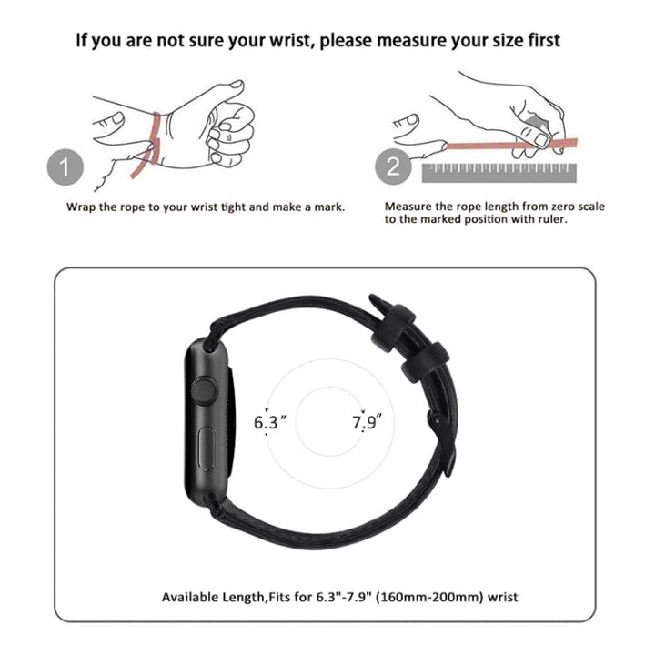 Lisslune | For Apple Watch Series 9&8&7 41mm / SE 3&SE 2&6&SE&5&4 40mm / 3&2&1 38mm Oil Wax Leather Strap Watch Band (Black)