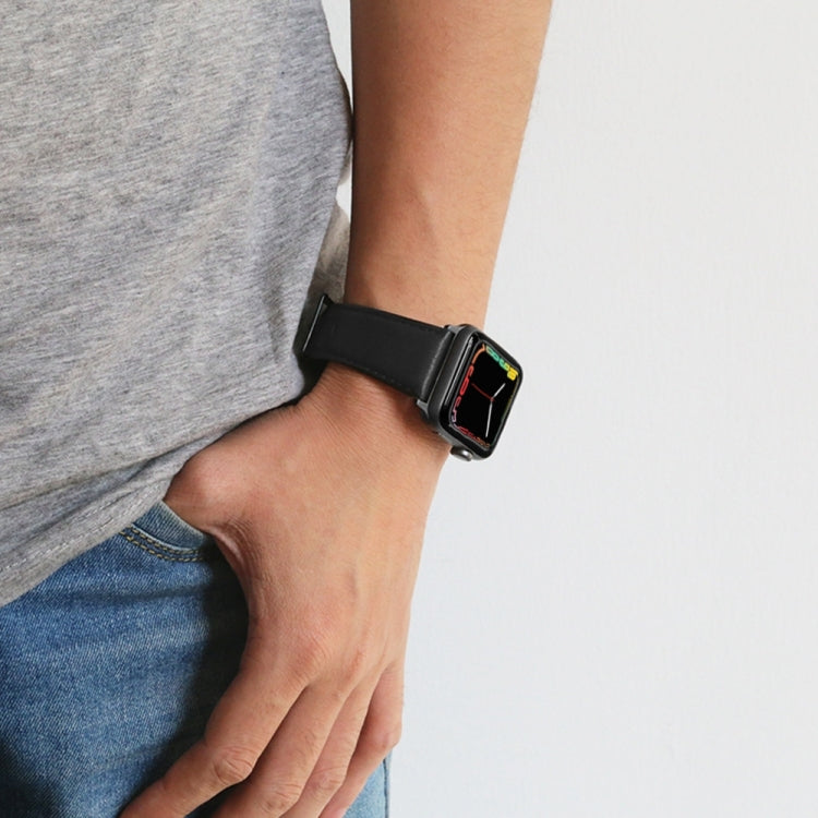 Lisslune | For Apple Watch Series 9&8&7 41mm / SE 3&SE 2&6&SE&5&4 40mm / 3&2&1 38mm Oil Wax Leather Strap Watch Band (Black)