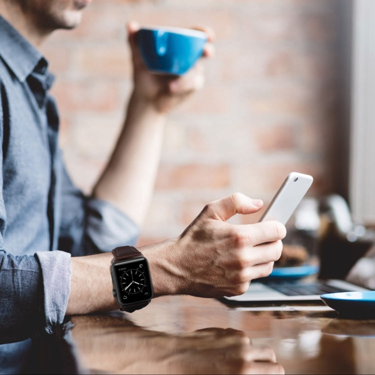 Lisslune | For Apple Watch Series 9&8&7 41mm / SE 3&SE 2&6&SE&5&4 40mm / 3&2&1 38mm Oil Wax Leather Strap (Red Brown)