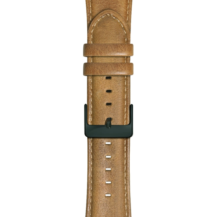 Lisslune | For Apple Watch Ultra 49mm & Watch Ultra 2 49mm / Series 9 & 8 & 7 45mm / SE 3 & SE 2 & 6 & SE & 5 & 4 44mm / 3 & 2 & 1 42mm Oil-Wax Leather Strap Watch Band (Yellow Brown)