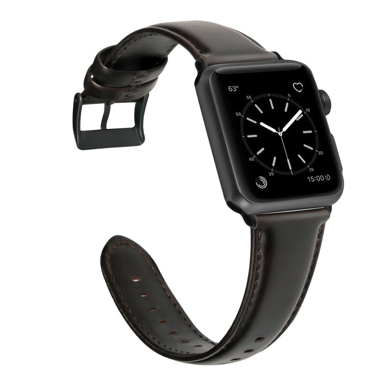 Lisslune | For Apple Watch Ultra 49mm & Watch Ultra 2 49mm / Series 9 & 8 & 7 45mm / SE 3 & SE 2 & 6 & SE & 5 & 4 44mm / 3 & 2 & 1 42mm Oil Wax Leather Strap (Dark Brown)