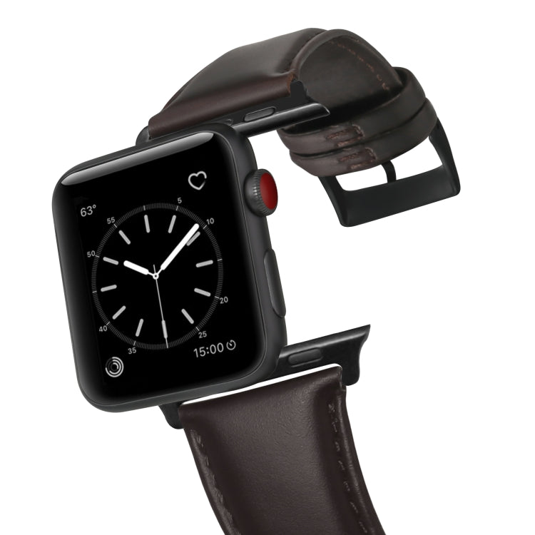 Lisslune | For Apple Watch Ultra 49mm & Watch Ultra 2 49mm / Series 9 & 8 & 7 45mm / SE 3 & SE 2 & 6 & SE & 5 & 4 44mm / 3 & 2 & 1 42mm Oil Wax Leather Strap (Dark Brown)