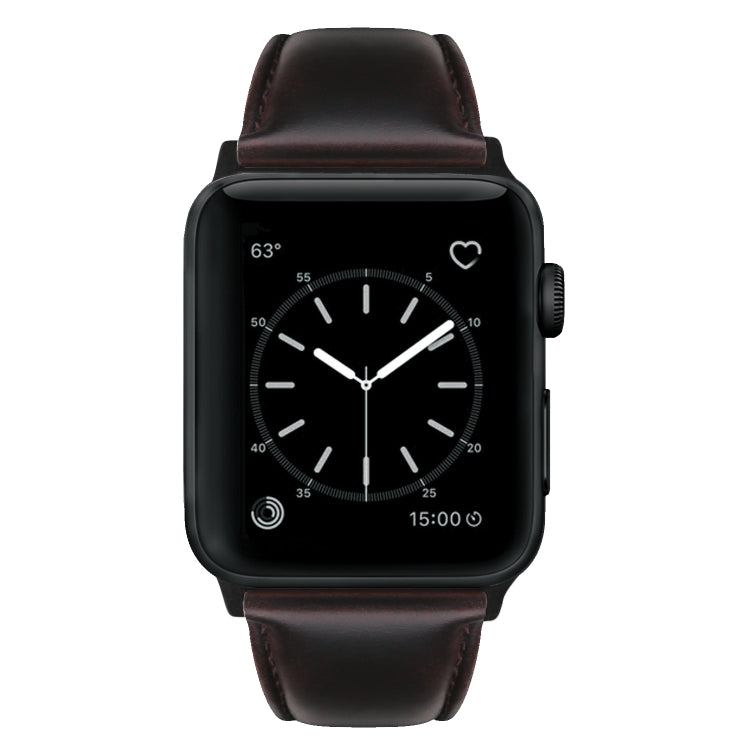 Lisslune | For Apple Watch Ultra 49mm & Watch Ultra 2 49mm / Series 9 & 8 & 7 45mm / SE 3 & SE 2 & 6 & SE & 5 & 4 44mm / 3 & 2 & 1 42mm Oil Wax Leather Strap (Dark Brown)