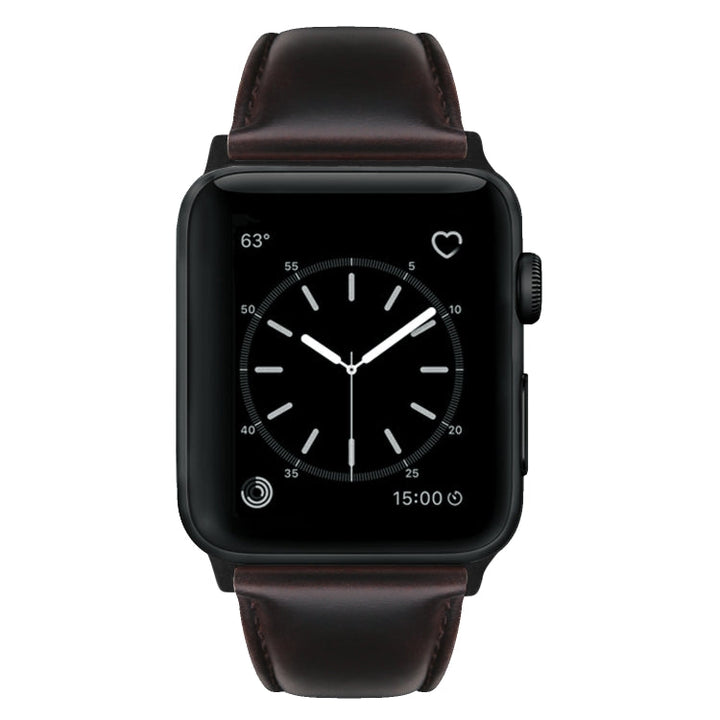 Lisslune | For Apple Watch Ultra 49mm & Watch Ultra 2 49mm / Series 9 & 8 & 7 45mm / SE 3 & SE 2 & 6 & SE & 5 & 4 44mm / 3 & 2 & 1 42mm Oil Wax Leather Strap (Dark Brown)