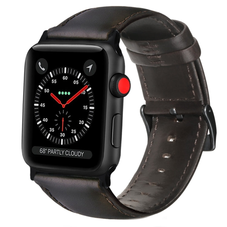 Lisslune | For Apple Watch Ultra 49mm & Watch Ultra 2 49mm / Series 9 & 8 & 7 45mm / SE 3 & SE 2 & 6 & SE & 5 & 4 44mm / 3 & 2 & 1 42mm Oil Wax Leather Strap (Dark Brown)