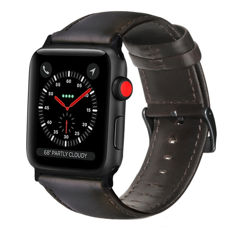 Lisslune | For Apple Watch Ultra 49mm & Watch Ultra 2 49mm / Series 9 & 8 & 7 45mm / SE 3 & SE 2 & 6 & SE & 5 & 4 44mm / 3 & 2 & 1 42mm Oil Wax Leather Strap (Dark Brown)