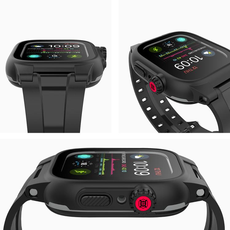 Lisslune | For Apple Watch Series SE 2&6&SE&5&4 44mm RedPepper IP68 waterproof screen protector + band + case (Black)