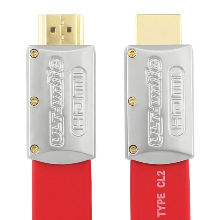 Lisslune | ULT-unite 4K Ultra HD gold-plated HDMI to HDMI flat cable, Cable length: 16m (Red)