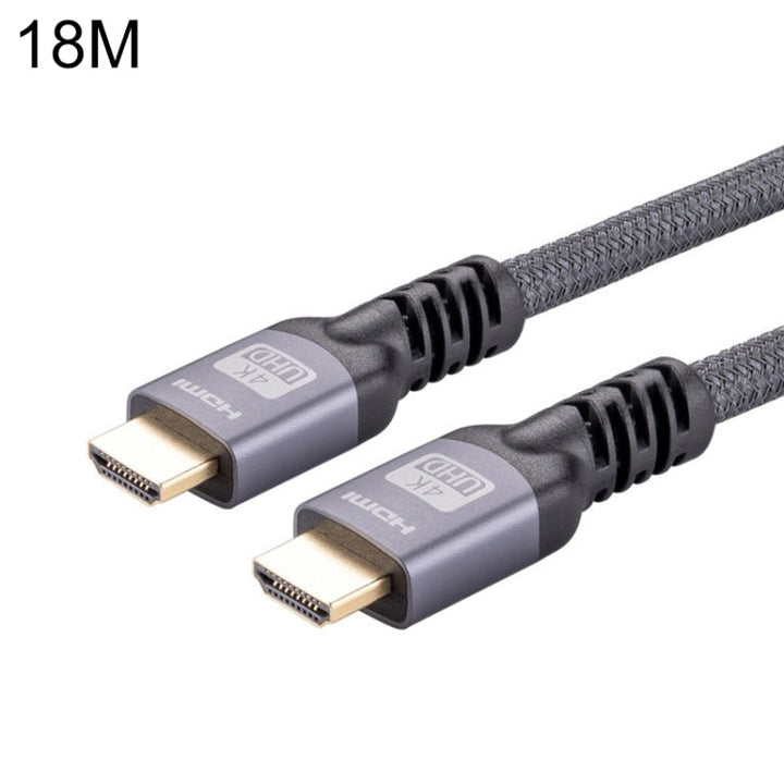 Lisslune | HDMI 2.0 Male to HDMI 2.0 Male 4K Ultra-HD Braided Adapter Cable, Cable Length: 18m (Gray)