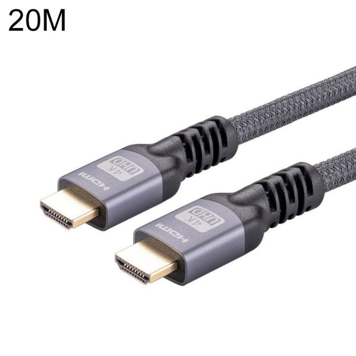 Lisslune | HDMI 2.0 Plug to HDMI 2.0 Plug 4K Ultra-HD Braided Adapter Cable, Cable Length: 20m (Gray)