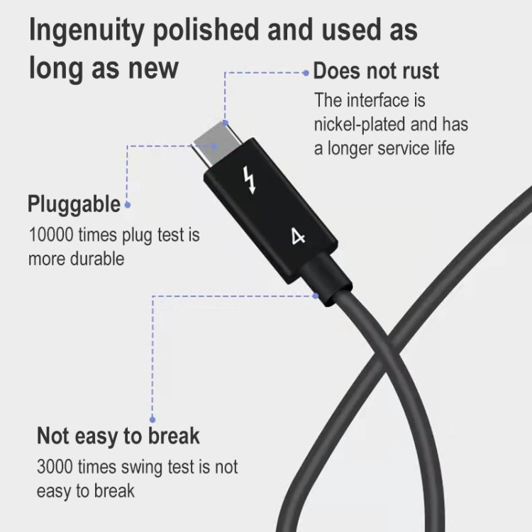 Lisslune | USB-C / Type-C Plug to USB-C / Type-C Plug Multi-Function Transfer Cable for Thunderbolt 4, Cable Length: 0.8 m (Black)