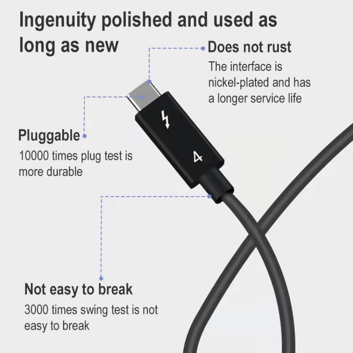 Lisslune | USB-C / Type-C Plug to USB-C / Type-C Plug Multi-Function Transfer Cable for Thunderbolt 4, Cable Length: 0.8 m (Black)