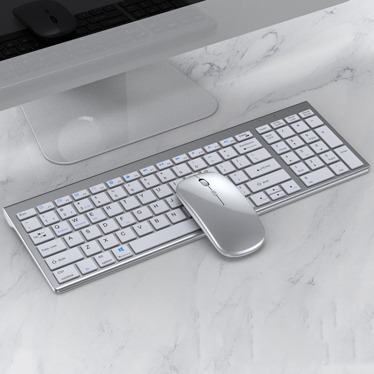 Lisslune | 109 Three-Mode Wireless Bluetooth Keyboard Mouse Set (Silver)