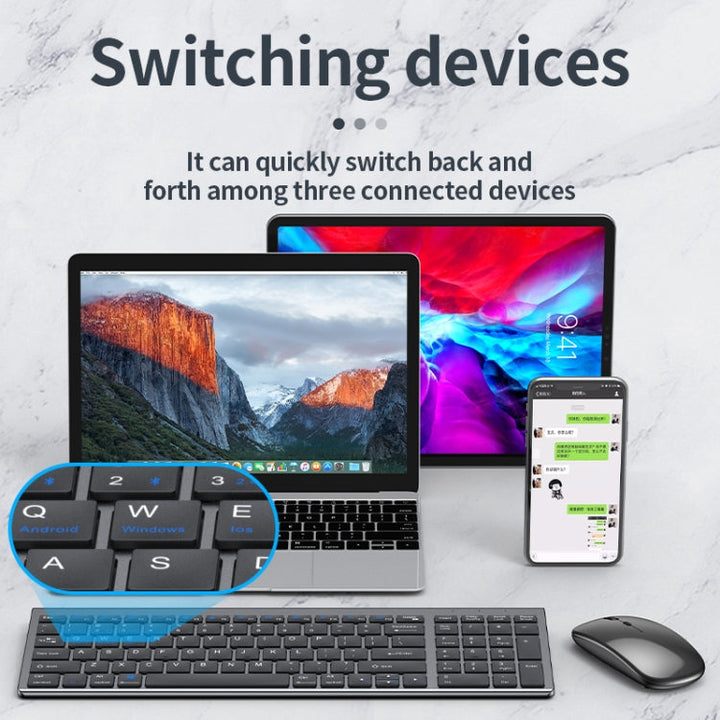 Lisslune | 109 Three-Mode Wireless Bluetooth Keyboard Mouse Set (Silver)