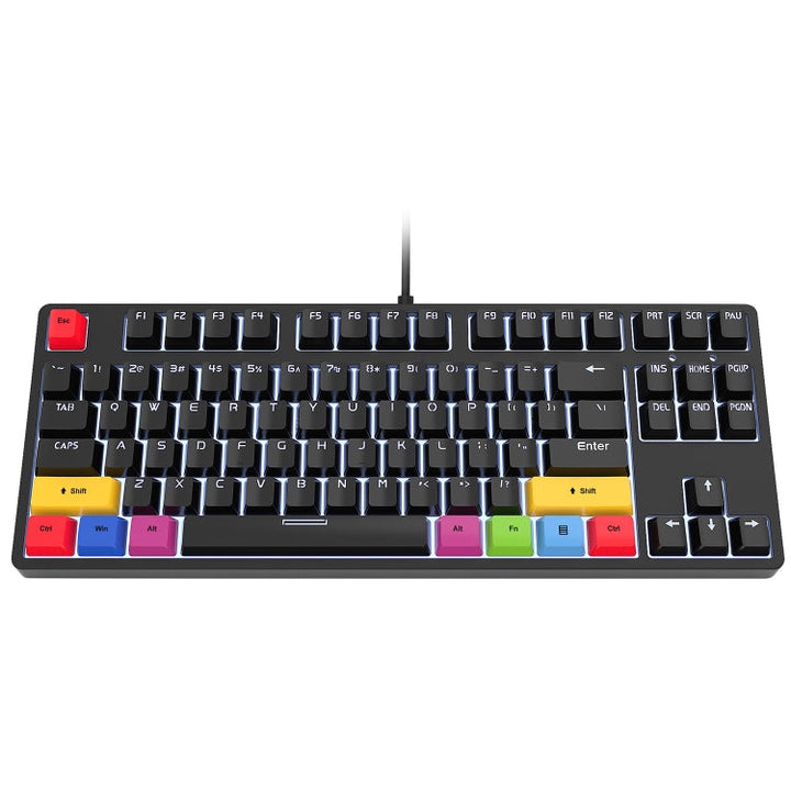 Lisslune | HXSJ L600 87 Keys USB-C / Type-C Wired Red Switch Mechanical Keyboard with Cool Backlight (Black)