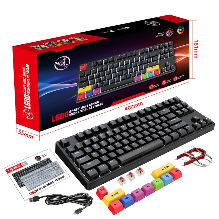 Lisslune | HXSJ L600 87 Keys USB-C / Type-C Wired Red Switch Mechanical Keyboard with Cool Backlight (Black)