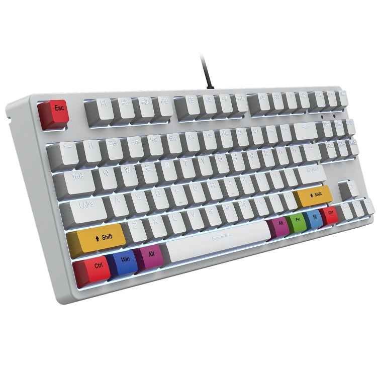 Lisslune | HXSJ L600 87 Keys USB-C / Type-C Wired Red Wave Mechanical Keyboard with Cool Backlight (White)