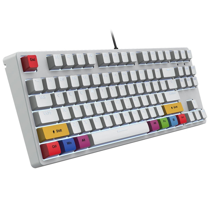 Lisslune | HXSJ L600 87 Keys USB-C / Type-C Wired Red Wave Mechanical Keyboard with Cool Backlight (White)
