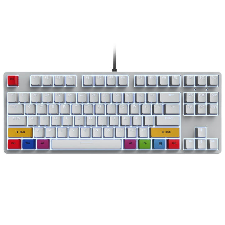 Lisslune | HXSJ L600 87 Keys USB-C / Type-C Wired Red Wave Mechanical Keyboard with Cool Backlight (White)
