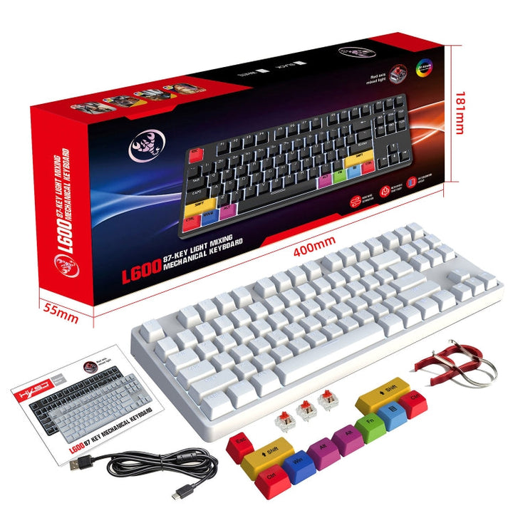 Lisslune | HXSJ L600 87 Keys USB-C / Type-C Wired Red Wave Mechanical Keyboard with Cool Backlight (White)