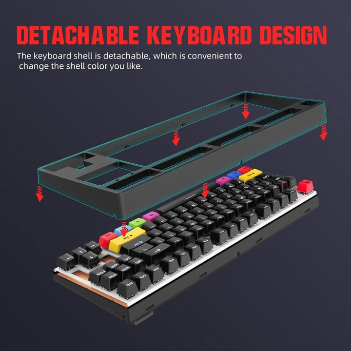 Lisslune | HXSJ L600 87 Keys USB-C / Type-C Wired Red Switch Mechanical Keyboard with Cool Backlight (Black)