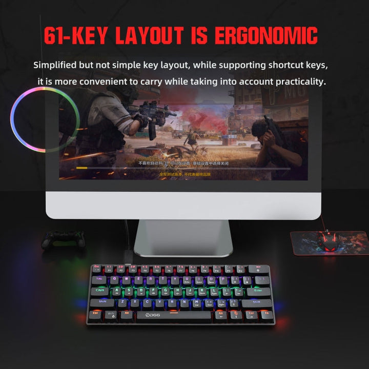 Lisslune | HXSJ V900 61 Keys Cool Light Effect Mechanical Wired Keyboard (Black)