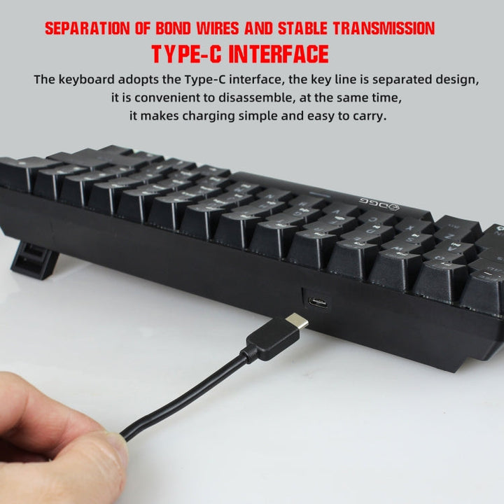 Lisslune | HXSJ V900 61 Keys Cool Light Effect Mechanical Wired Keyboard (Black)