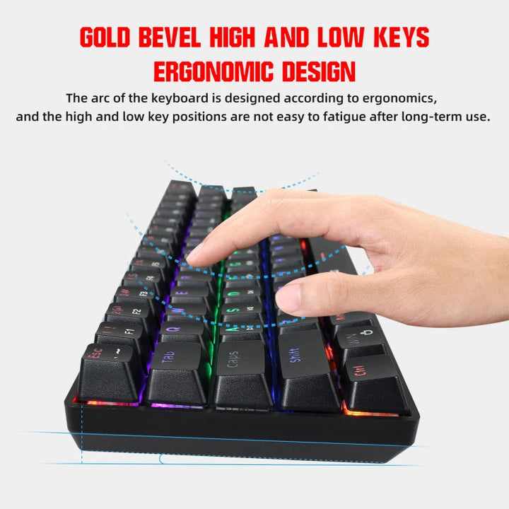 Lisslune | HXSJ V900 61 Keys Cool Light Effect Mechanical Wired Keyboard (Black)