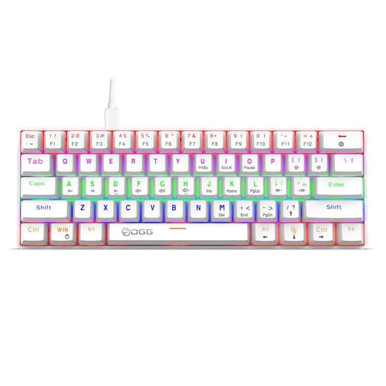 Lisslune | HXSJ V900 61 Keys Cool Lighting Effect Mechanical Wired Keyboard (White)