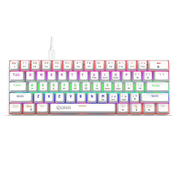 Lisslune | HXSJ V900 61 Keys Cool Lighting Effect Mechanical Wired Keyboard (White)