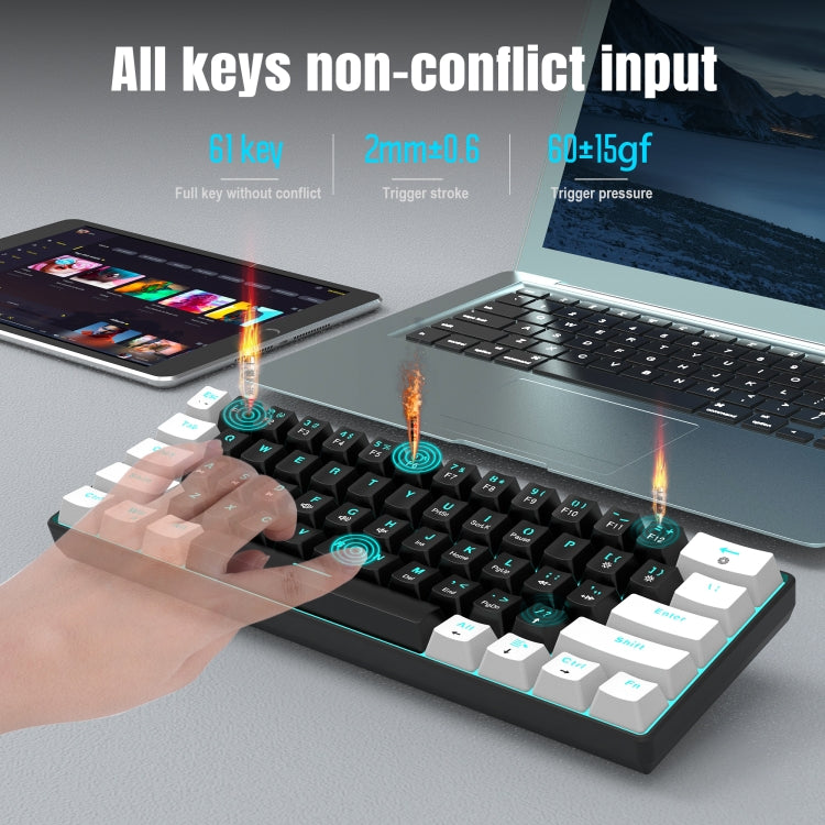 Lisslune | HXSJ V900 61 Keys Cool Lighting Effect Mechanical Wired Keyboard (Black White)