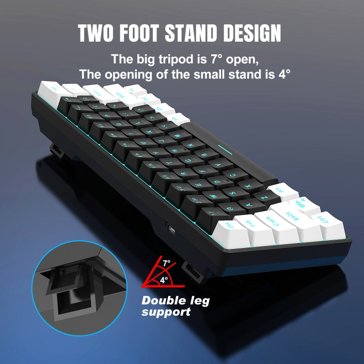 Lisslune | HXSJ V900 61 Keys Cool Lighting Effect Mechanical Wired Keyboard (Black White)