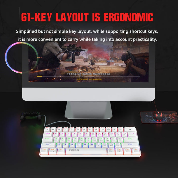 Lisslune | HXSJ V900 61 Keys Cool Lighting Effect Mechanical Wired Keyboard (White)