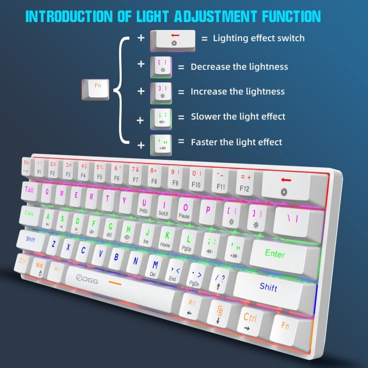 Lisslune | HXSJ V900 61 Keys Cool Lighting Effect Mechanical Wired Keyboard (White)