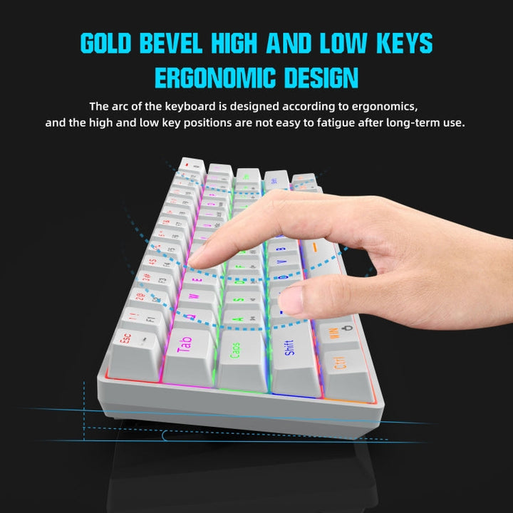 Lisslune | HXSJ V900 61 Keys Cool Lighting Effect Mechanical Wired Keyboard (White)