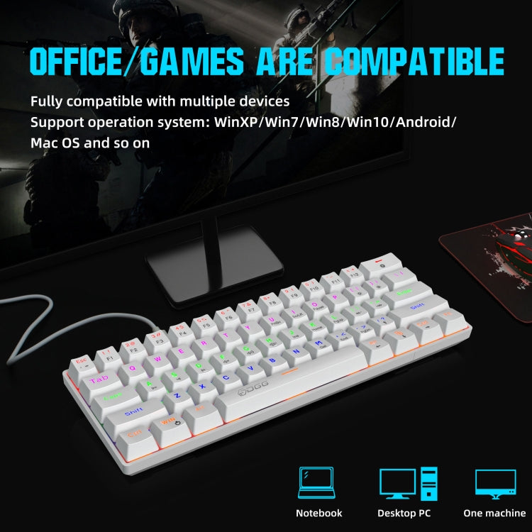 Lisslune | HXSJ V900 61 Keys Cool Lighting Effect Mechanical Wired Keyboard (White)