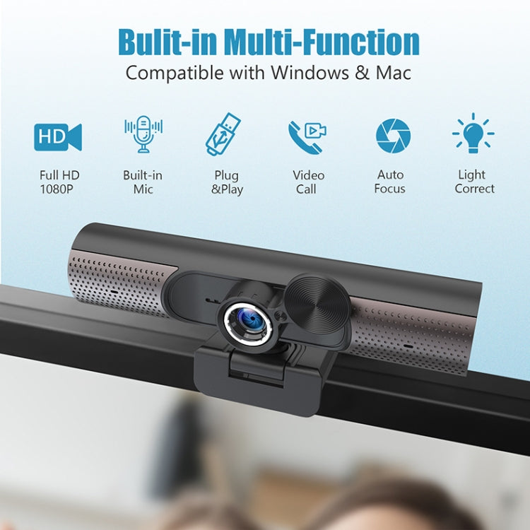 Lisslune | HY33 1080P HD USB Computer Webcam, Type: without speaker (Black)