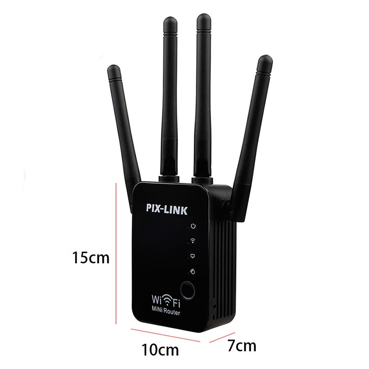 Lisslune | Wireless Smart WiFi Router Repeater with 4 WiFi Antennas, Plug Specification: EU Plug (Black)