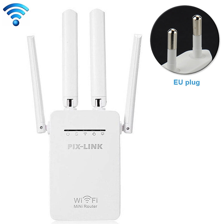 Lisslune | Wireless Smart WiFi Router Repeater with 4 WiFi antennas, Plug specification: EU plug (white)