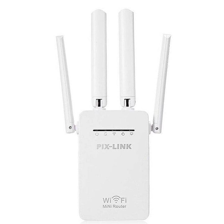 Lisslune | Wireless Smart WiFi Router Repeater with 4 WiFi antennas, Plug specification: EU plug (white)