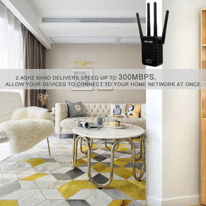 Lisslune | Wireless Smart WiFi Router Repeater with 4 WiFi antennas, Plug specification: EU plug (white)