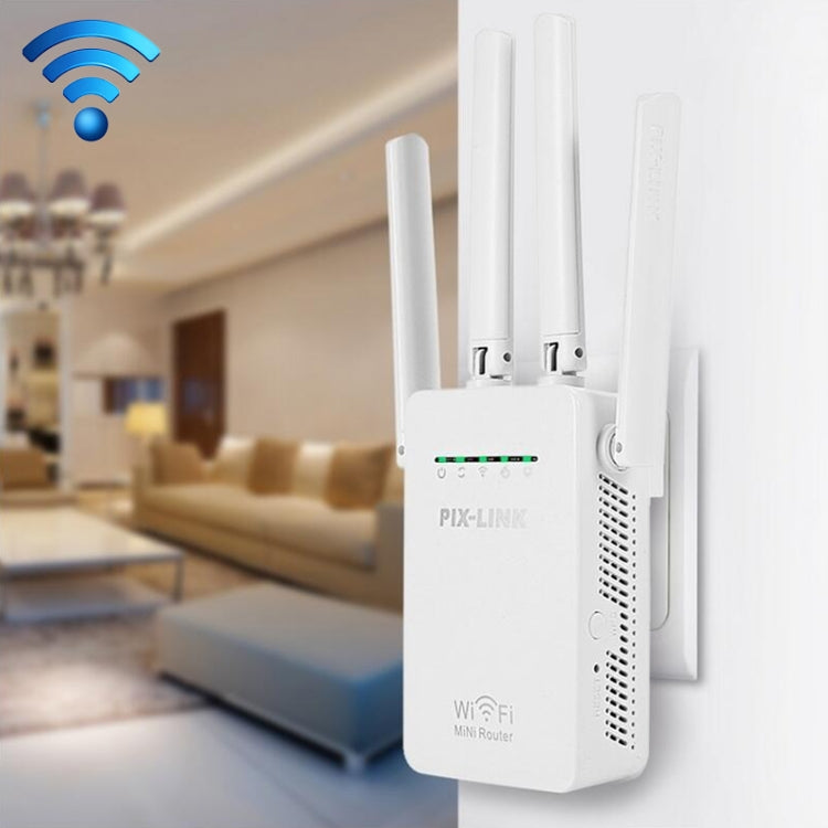 Lisslune | Wireless Smart WiFi Router Repeater with 4 WiFi Antennas, Plug Specification: UK Plug (White)