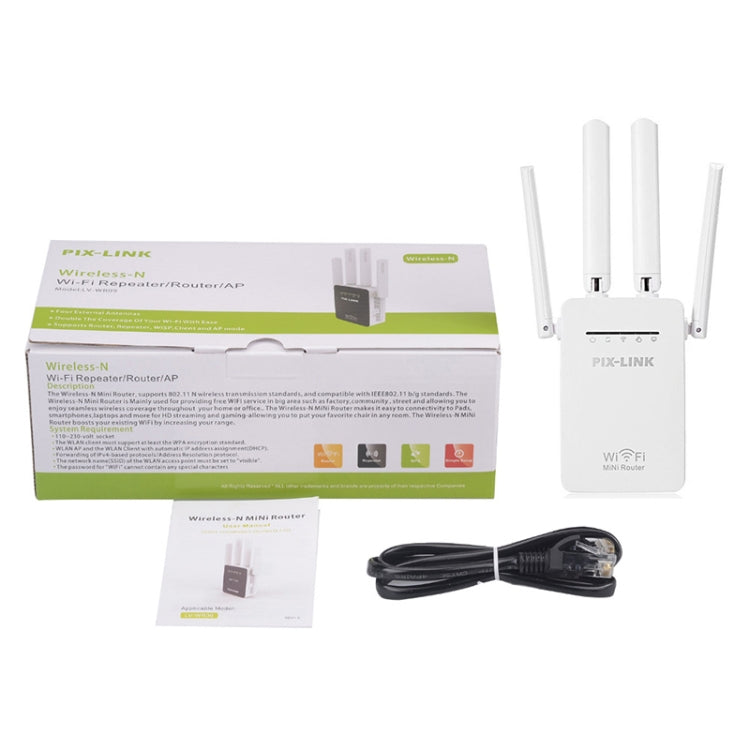 Lisslune | Wireless Smart WiFi Router Repeater with 4 WiFi Antennas, Plug Specification: UK Plug (White)