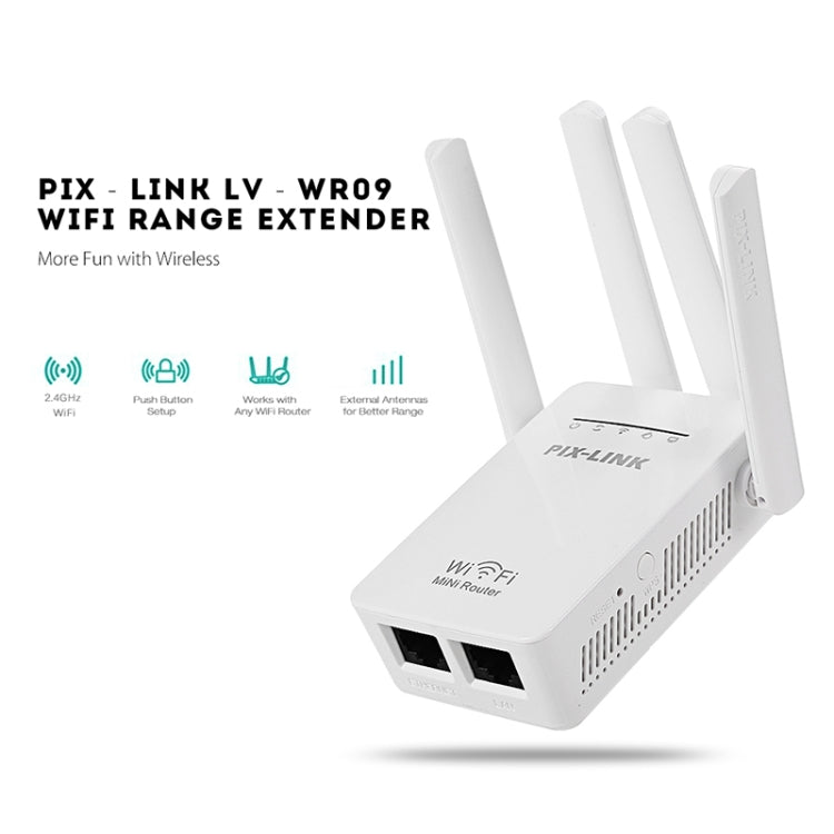 Lisslune | Wireless Smart WiFi Router Repeater with 4 WiFi Antennas, Plug Specification: UK Plug (White)