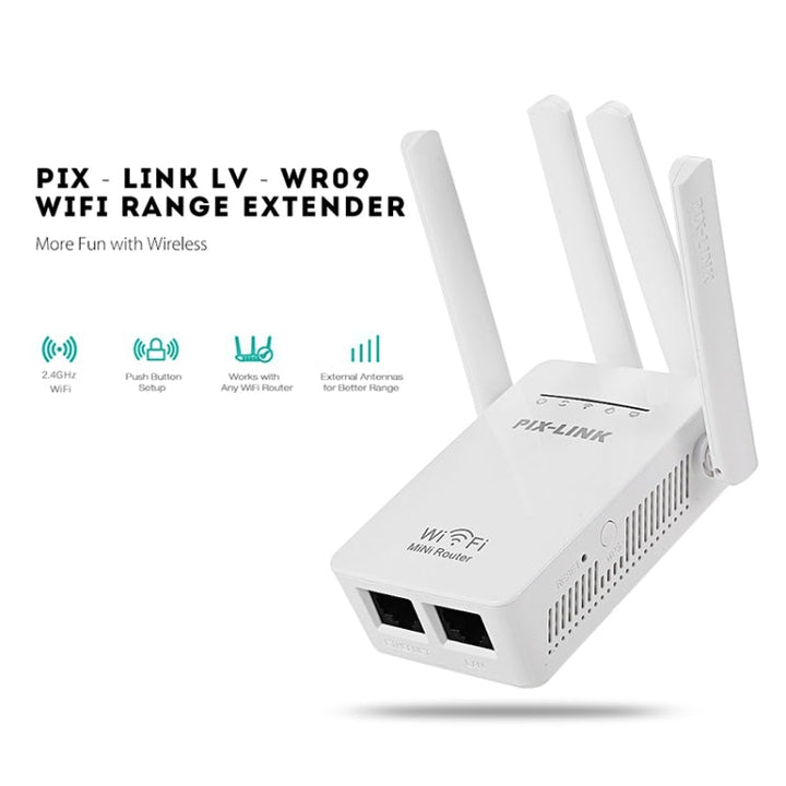 Lisslune | Wireless Smart WiFi Router Repeater with 4 WiFi Antennas, Plug Specification: UK Plug (White)