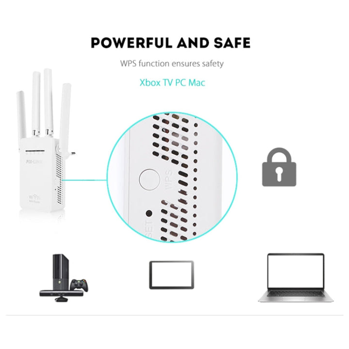 Lisslune | Wireless Smart WiFi Router Repeater with 4 WiFi Antennas, Plug Specification: UK Plug (White)