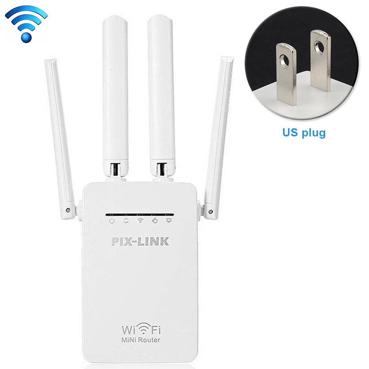 Lisslune | Wireless Smart WiFi Router Repeater with 4 WiFi Antennas, Plug Specification: US Plug (White)