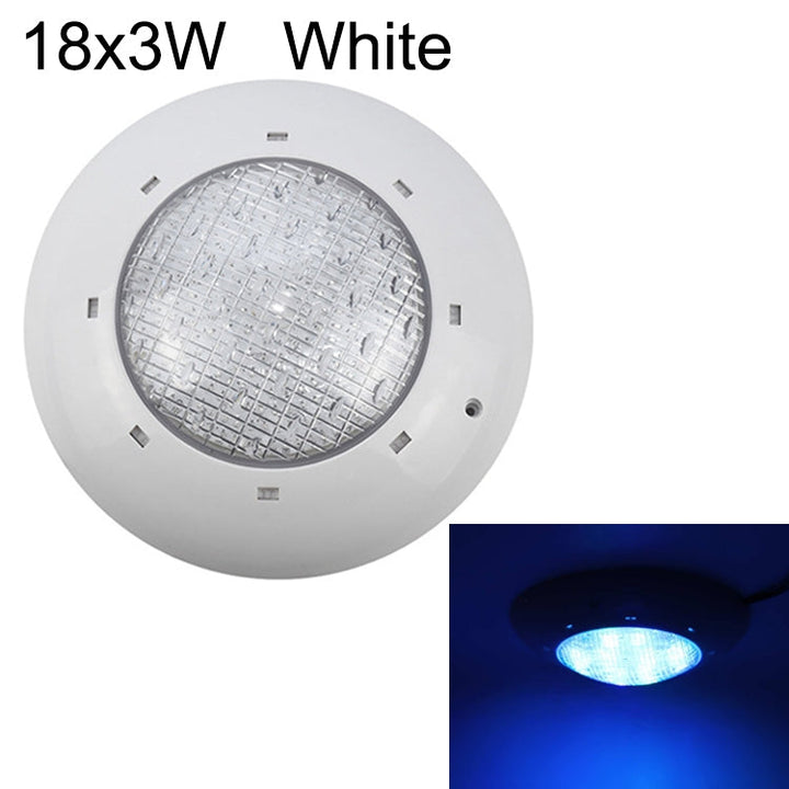 Lisslune | 18x3W ABS plastic pool wall lamp underwater light (White)